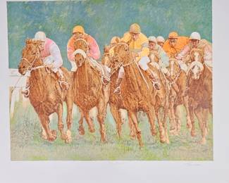 Lot #69 - David Tamarin Hand Signed 'The Derby' Limited Edition Artist's Proof Lithograph, Horse Racing Artwork