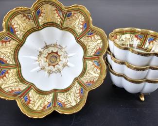 Lot #52 - Antique Noritake Hand-Painted Japanese Nippon Porcelain Footed Bowls Set