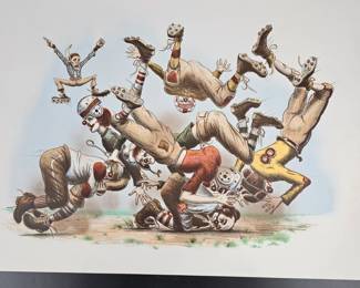 Lot #27 - Wayne Howell (Glen Fortune Banse) Satirical Fine Art Lithograph "Fumble" Clown Art