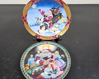 Lot #197 - Bing & Grondahl Christmas Plates 1994 "Christmas Stories" & 1995 "Santa in Greenland" by Hans Henrik Hansen Porcelain