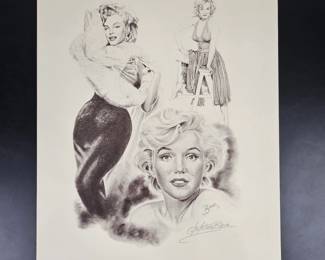 Lot #18 - Hand Signed Glen Fortune Banse Lithograph Marilyn Monroe Pencil Portrait 1976 - Vintage Celebrity Art