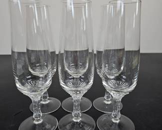 Lot #34 - Rosenthal Studio-Linie "Split" Vintage Beaded Stem Champagne Flutes Set of 6 - Elegant German Glassware