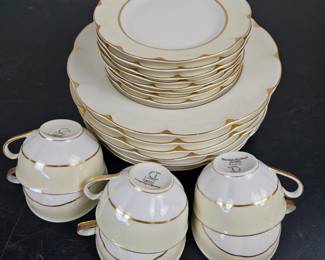 Lot #98 - Theodore Haviland Limoges Porcelain Tea Set - Vintage France Gold Trim