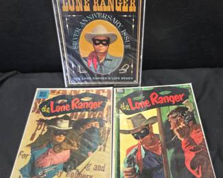 Lot #124 - Vintage 1950s Dell Comics The Lone Ranger Comic Books Lot Silver Anniversary Issue & Classic Editions