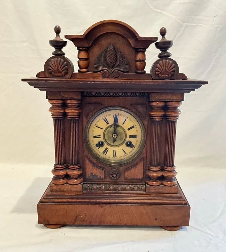 Antique German Walnut Clock