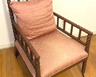 Upholstered Wooden Spool Chair