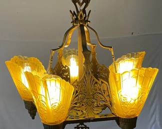 Art Deco Slip Shade Chandelier