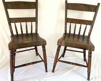 Two Antique Painted Wooden Chairs
