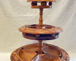 Vintage Handcarved Lazy Susan