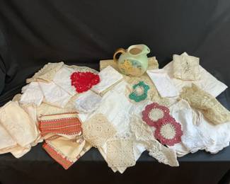 Embroidered  Lace Linens  Pitcher