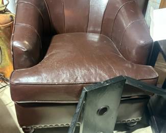 . . . brown leather chair