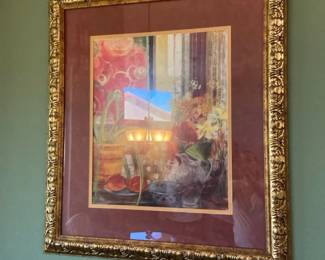 Two Large Floral Prints With Plastic Frames