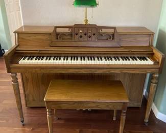 Wurlitzer Piano, Stool And Lamp