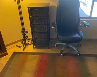 Office Chair, Lamp, Storage Rack, Rug