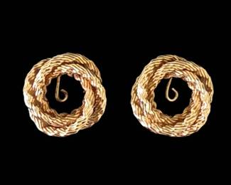 Elegant 14K Gold Rope Style Love Knot Earring Jackets