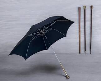 Exquisite Collectors Lot Victorian Presentation Canes  Luxury Engraved Umbrella