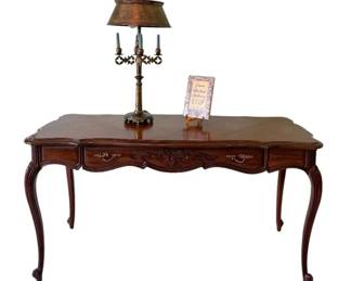 Refined Executive Desk  Brass Candelabra Lamp
