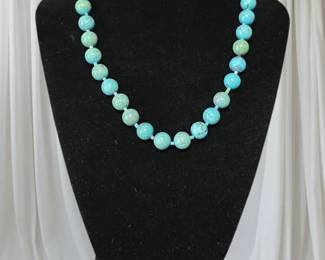 Vintage Turquoise Bead Strand Necklace  Signed Sterling Stud Earrings  Apache Trading Co.