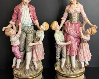 Large 15 Signed Rosa Lee Yarbro 1970 HandPainted Ardalt Japan Bisque Porcelain Pair