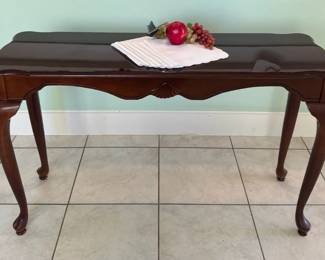 Elegant Queen Anne CherryFinish Console Table with Shell Carving... Beautiful Lustrous Poly Finish