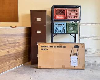 Storage Solutions Step Stool, Folding Table, Shelving,  File Cabinet