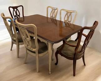 Exceptional White Furniture Co. French Provincial Dining Suite  TwoTone Inlay Table  Chairs