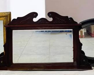 Mirrors Antique Mahogany Chipoendalestyle, Vintage Rustic Gold,  Beveled Oval with Copper Trim