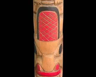Vintage George Campbell HandCarved Northwest Coast Model Totem  Beaver, Bear  Human