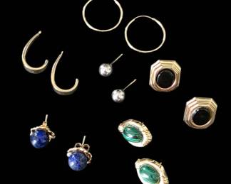 A Curated Collection of 14k And 10k Gold Gemstone Earrings