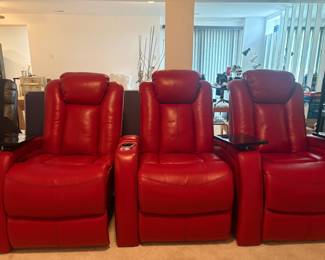 Exquinox CoolZero Red Row of 3 Home Theater Seating - Available for presale