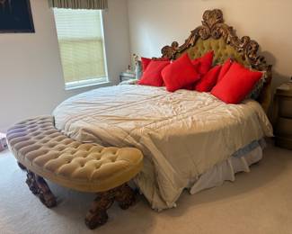 Hollywood Regency Round Bed and Bench - Available for presale