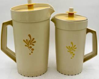 (2) Vintage Tupperware Almond Harvest Gold Pitchers