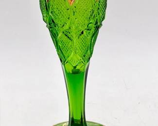 EAPG Emerald Bud Vase with Gold Trim