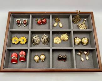 (12) Gold Tone Earring Pairs including Vintage