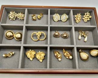 (12) Pairs of Gold Tone Earrings incl. Sarah Coventry Costume Jewelry