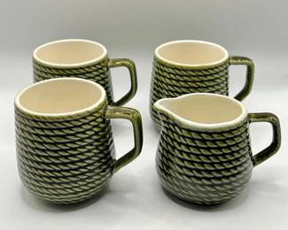 Vintage Royal Sealy Green Tea Mugs & Creamer