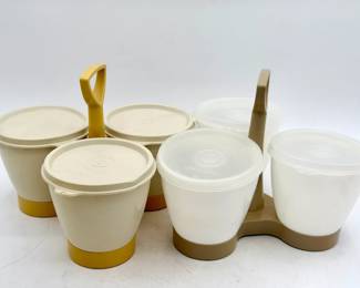 (2) vintage Tupperware condiment caddy servers