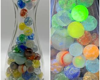 Jar of Marbles incl. Glowing Vaseline & Uranium Glass