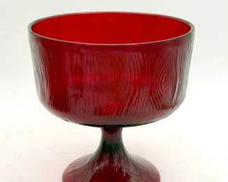 vintage Hoosier glass ruby red pedestal compote bowl