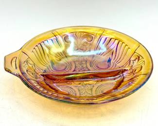 Vintage Indiana Glass Killarney Marigold Carnival Divided Relish Dish