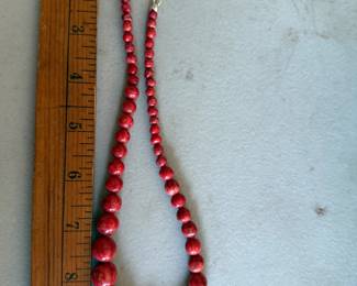 Sterling Silver Orange/Red Stone Necklace $24.00