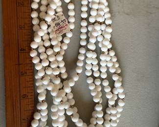 White Beaded Necklace Multi Strand $5.00