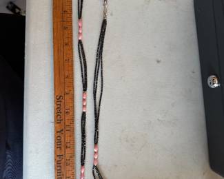 Sterling Silver Clasp Black and Pink Necklace $24.00