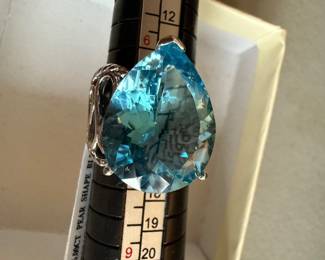 JTV 16CT Pear Shaped Blue Topaz Sterling Silver Ring Size 7 new $49.00
