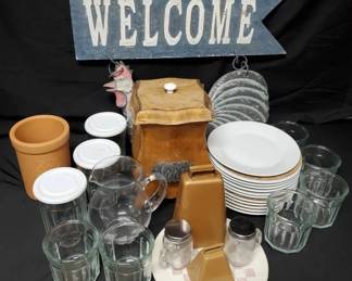 CT143Vintage Wooden Canister And More