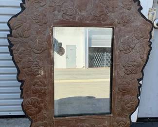 CT112Oversized Wood And Metal Mirror