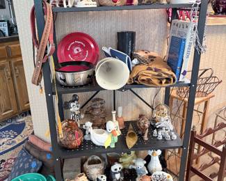 Ceramic dogs and other various animals, dog toys, collars, bowls