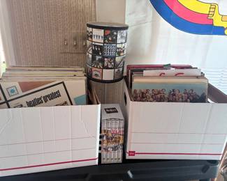 Beatles LP vinyl records, Beatles Dvds, Beatles lamp and Beatles decor