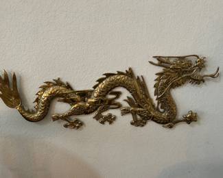 Vintage brass dragon wall plaques