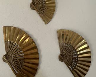 Brass fans wall decor set